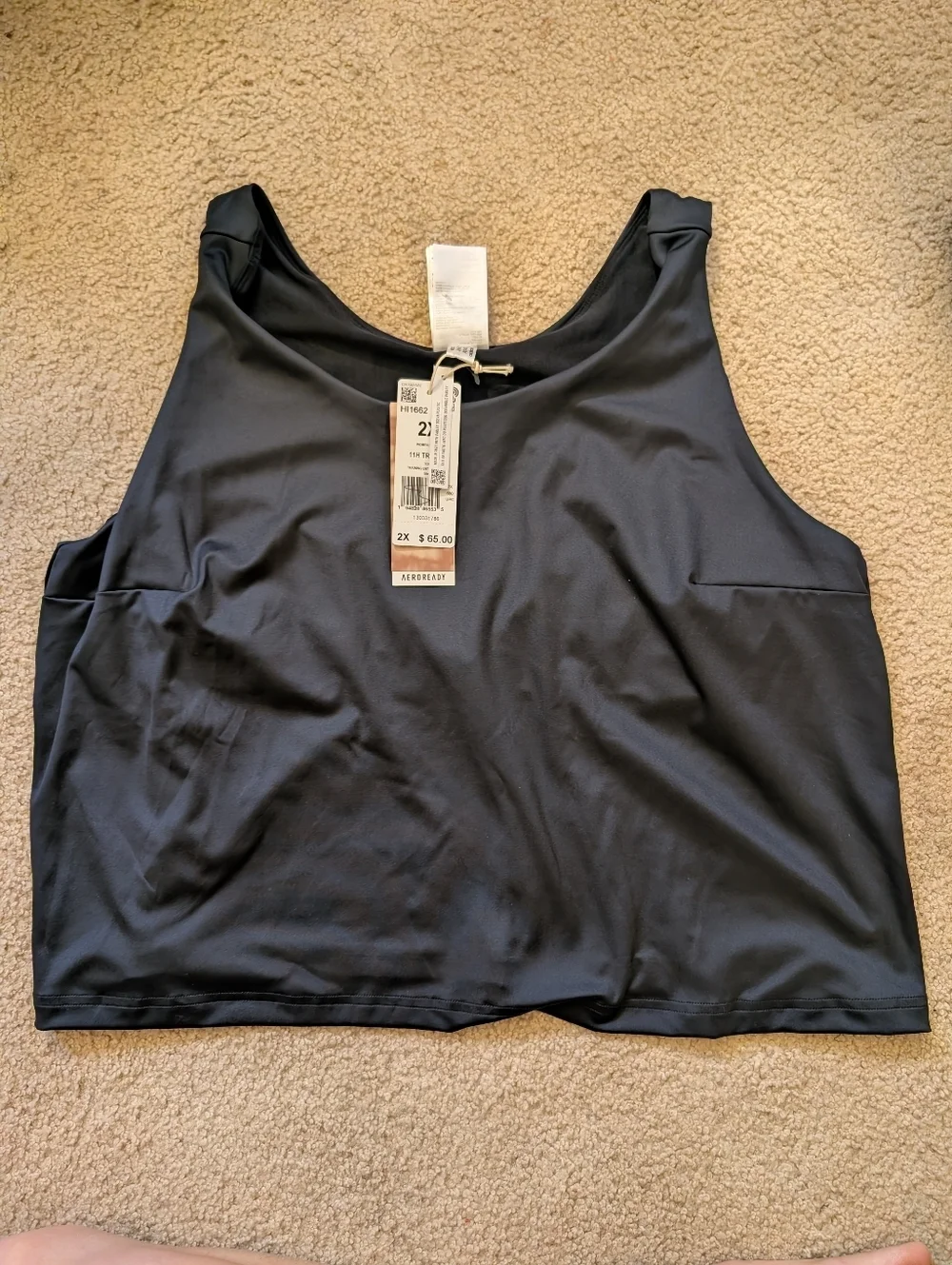 New Adidas  Black  Athletic Cropped Tank Top Size 2X
